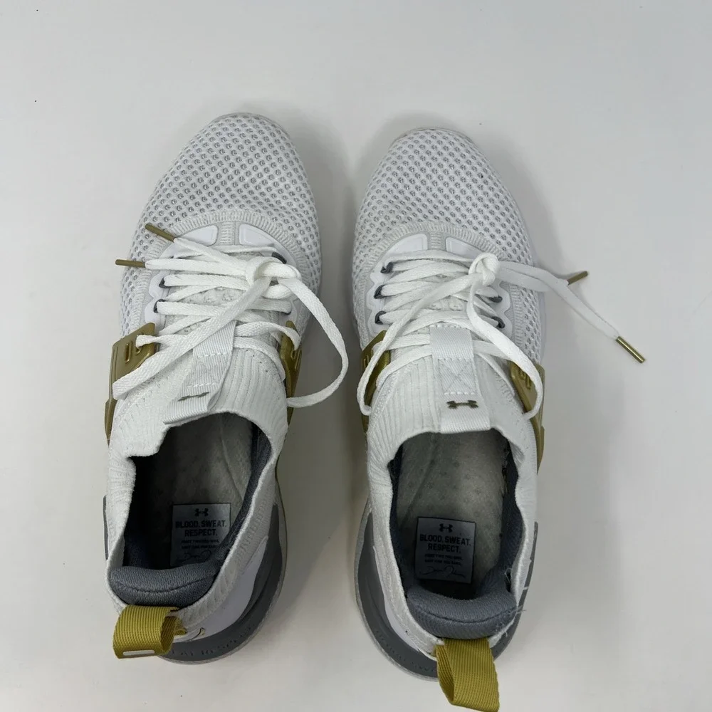 Under Armour Project Rock 4 Training Sneakers Shoes White Gold‎ Women's Size 10